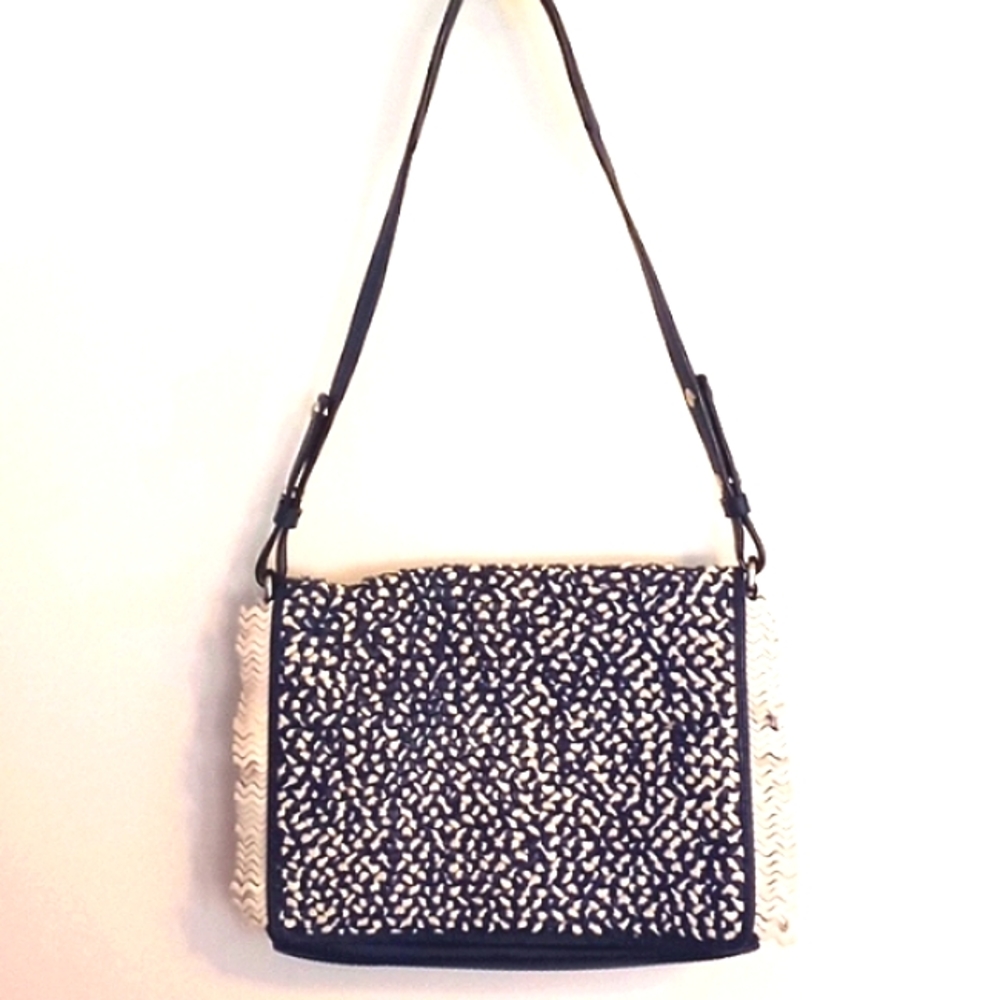 Cole Haan "Ziva" Summer Night Blue & White Woven Face Shoulder Bag  (NWOT)